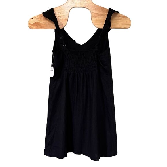 Old Navy Size M in Black Jack Sundress Ruffle Straps V-neck Smocked Linen Blend - Picture 3 of 10